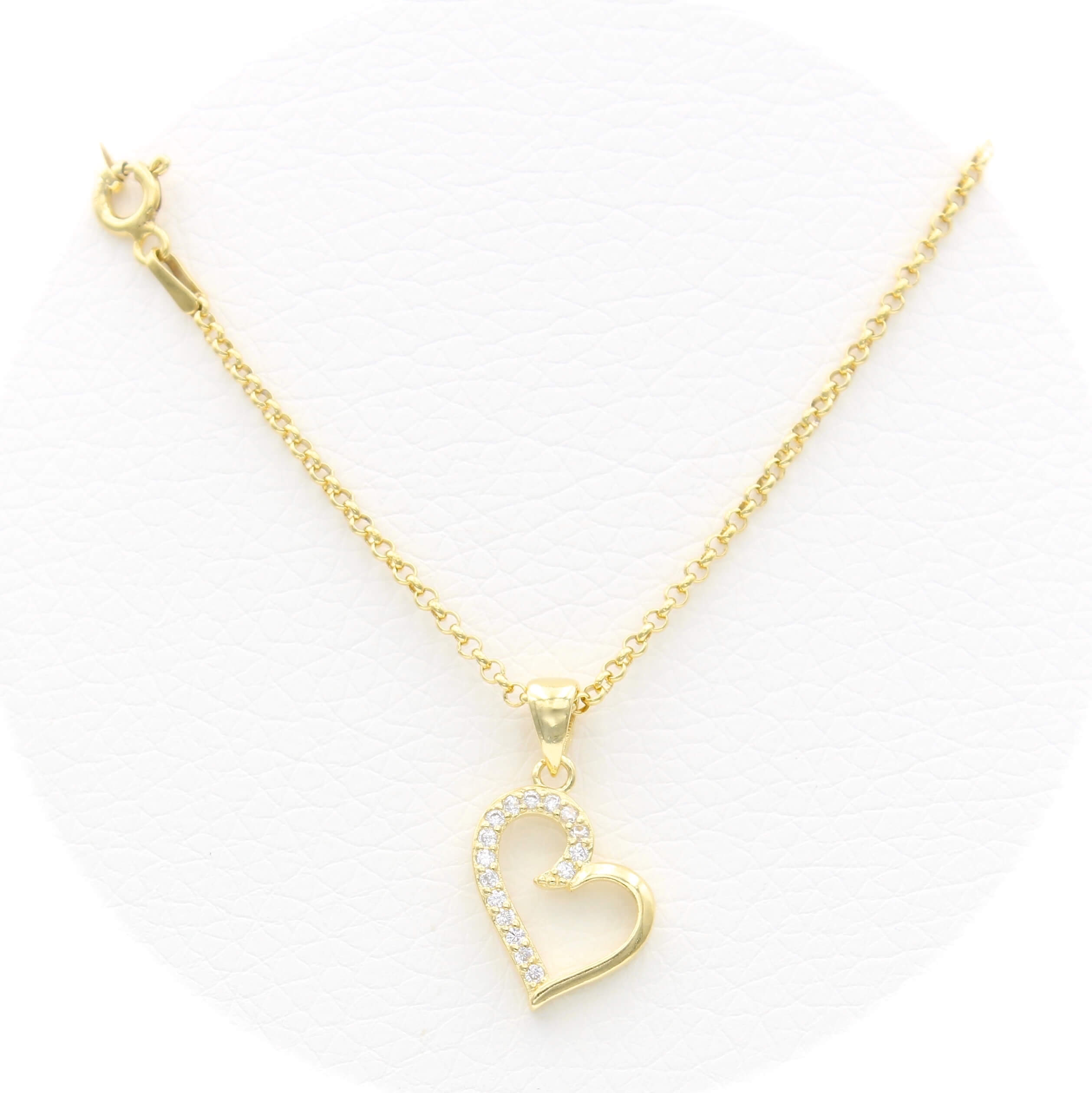 Ασημένιο επίχρυσο γυναικείο κολιέ με μοτίφ καρδία