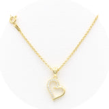 Ασημένιο επίχρυσο γυναικείο κολιέ με μοτίφ καρδία