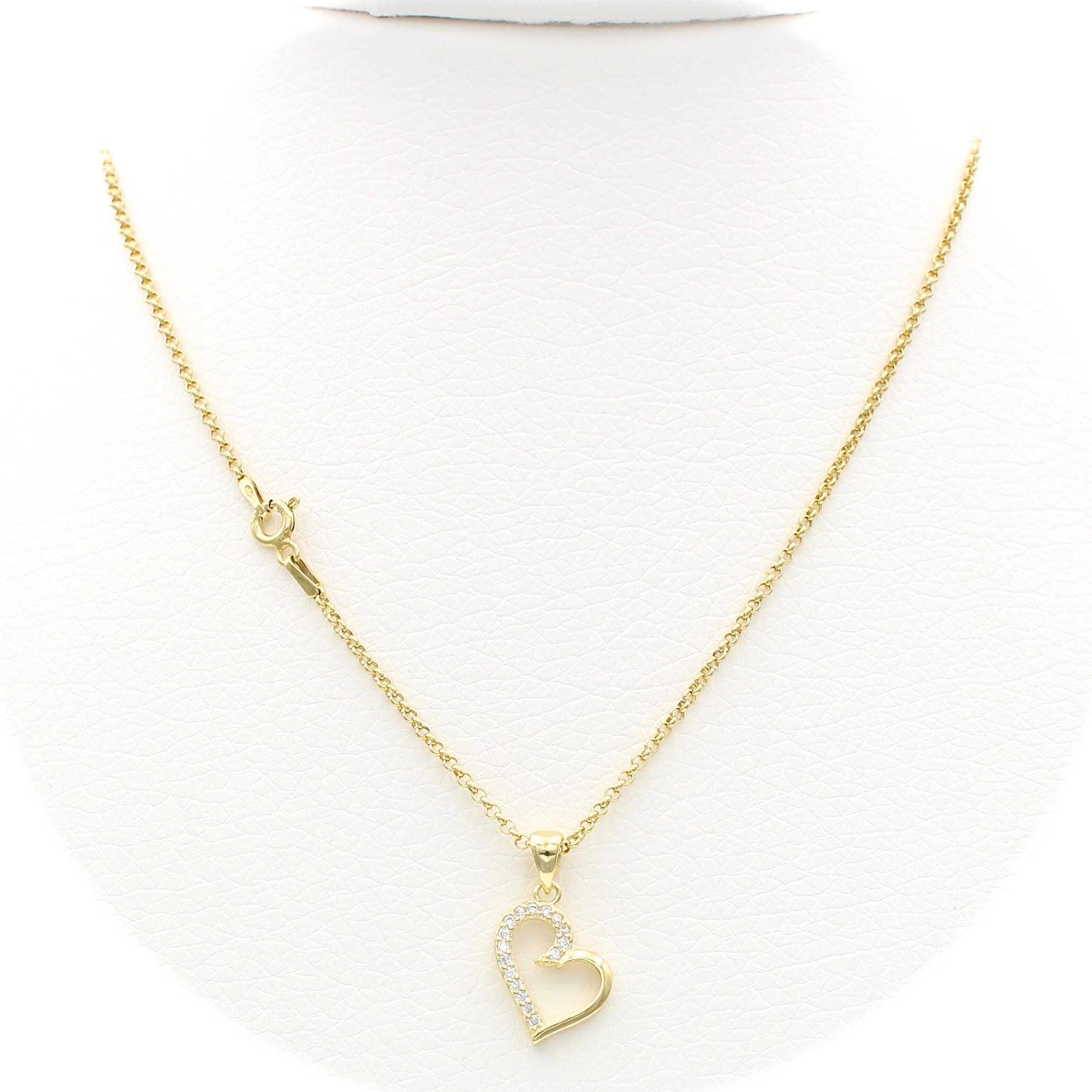 Ασημένιο επίχρυσο γυναικείο κολιέ με μοτίφ καρδία