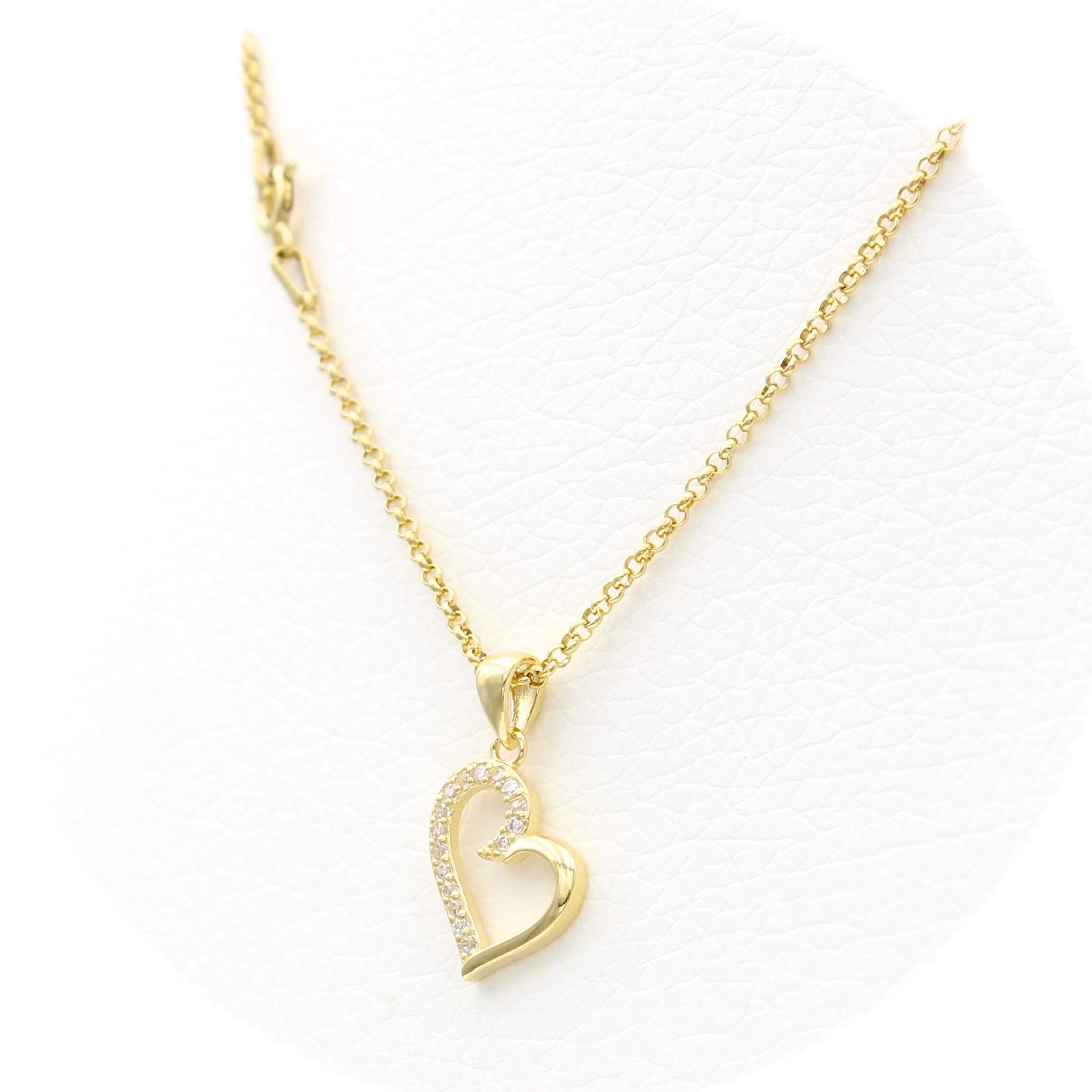 Ασημένιο επίχρυσο γυναικείο κολιέ με μοτίφ καρδία