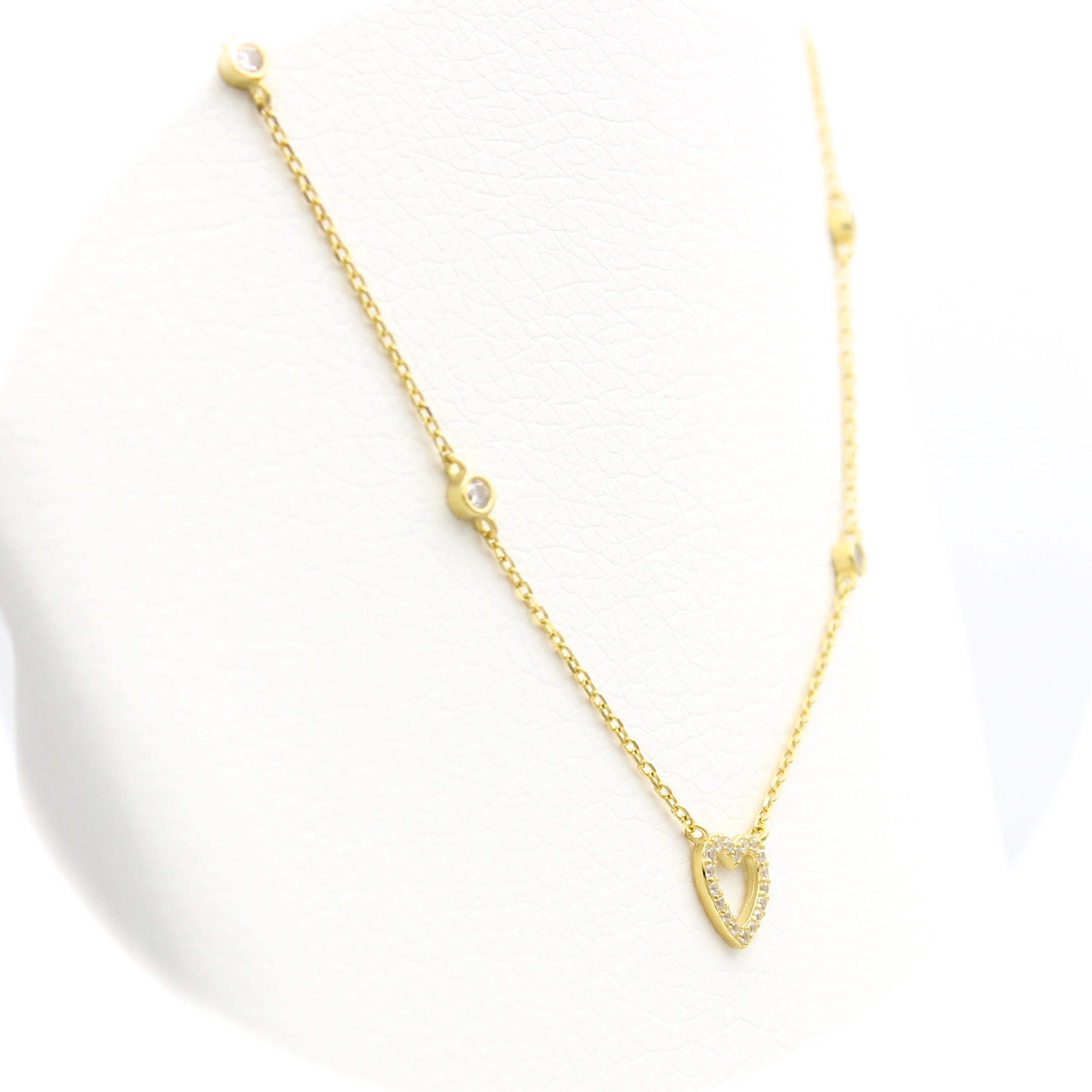 Ασημένιο επίχρυσο γυναικείο κολιέ 925 με μοτίφ καρδία