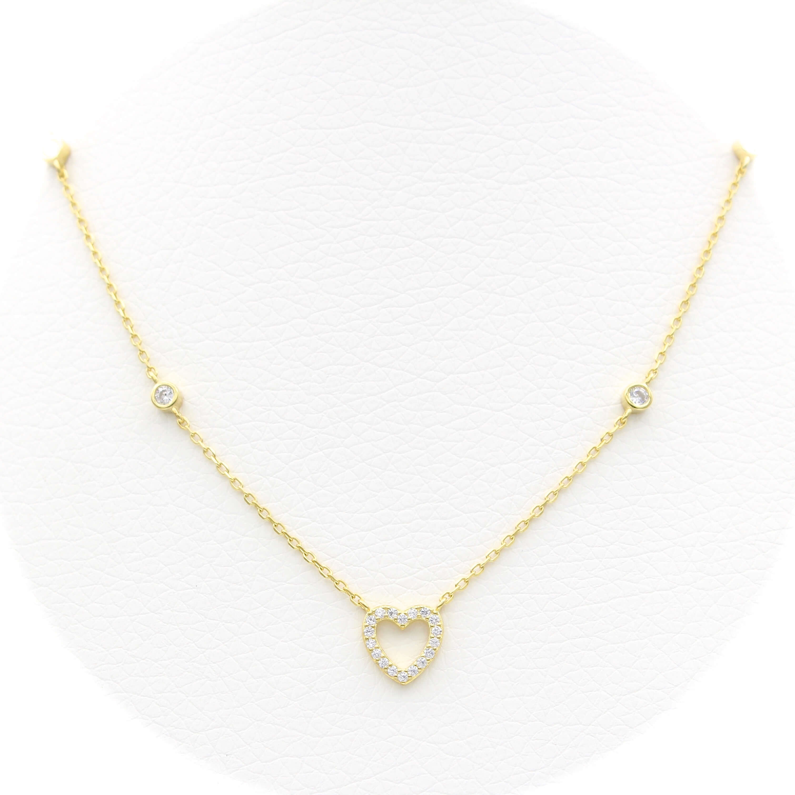 Ασημένιο επίχρυσο γυναικείο κολιέ 925 με μοτίφ καρδία