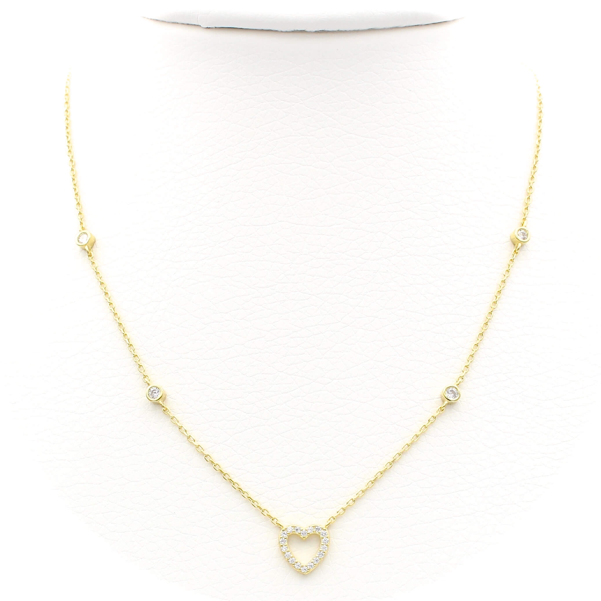 Ασημένιο επίχρυσο γυναικείο κολιέ 925 με μοτίφ καρδία