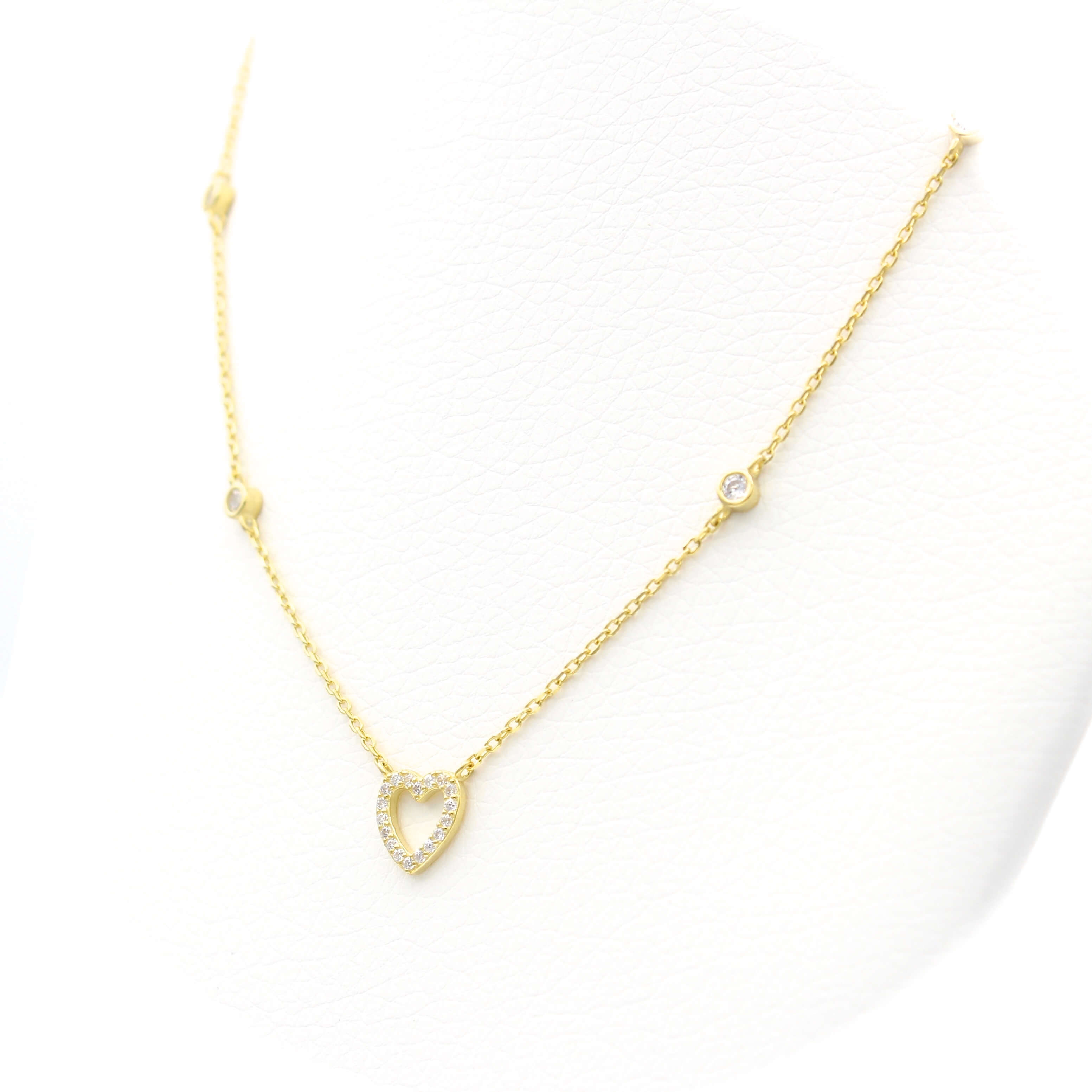 Ασημένιο επίχρυσο γυναικείο κολιέ 925 με μοτίφ καρδία