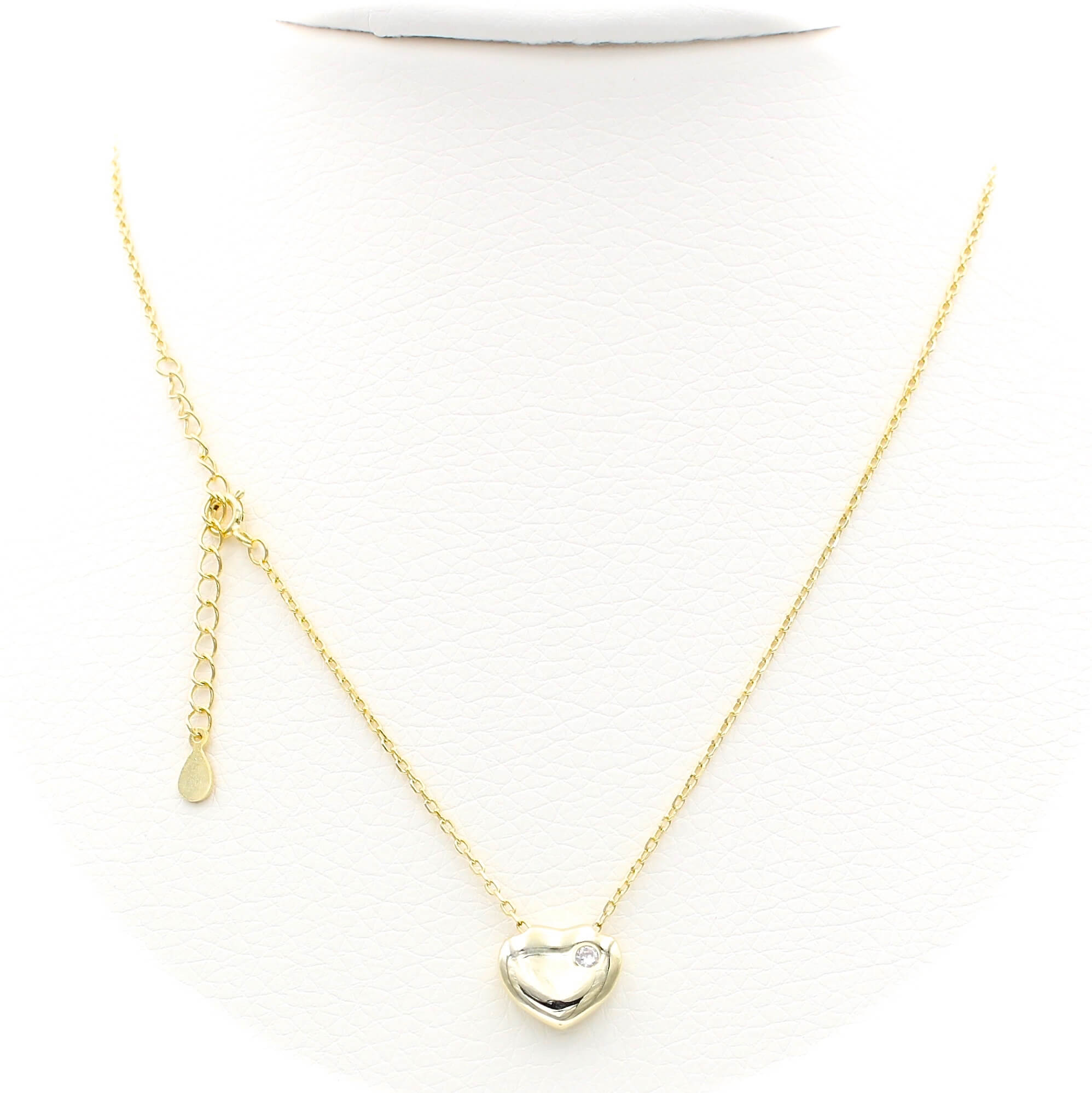 Ασημένιο επίχρυσο κολιέ 925 με μοτίφ καρδία
