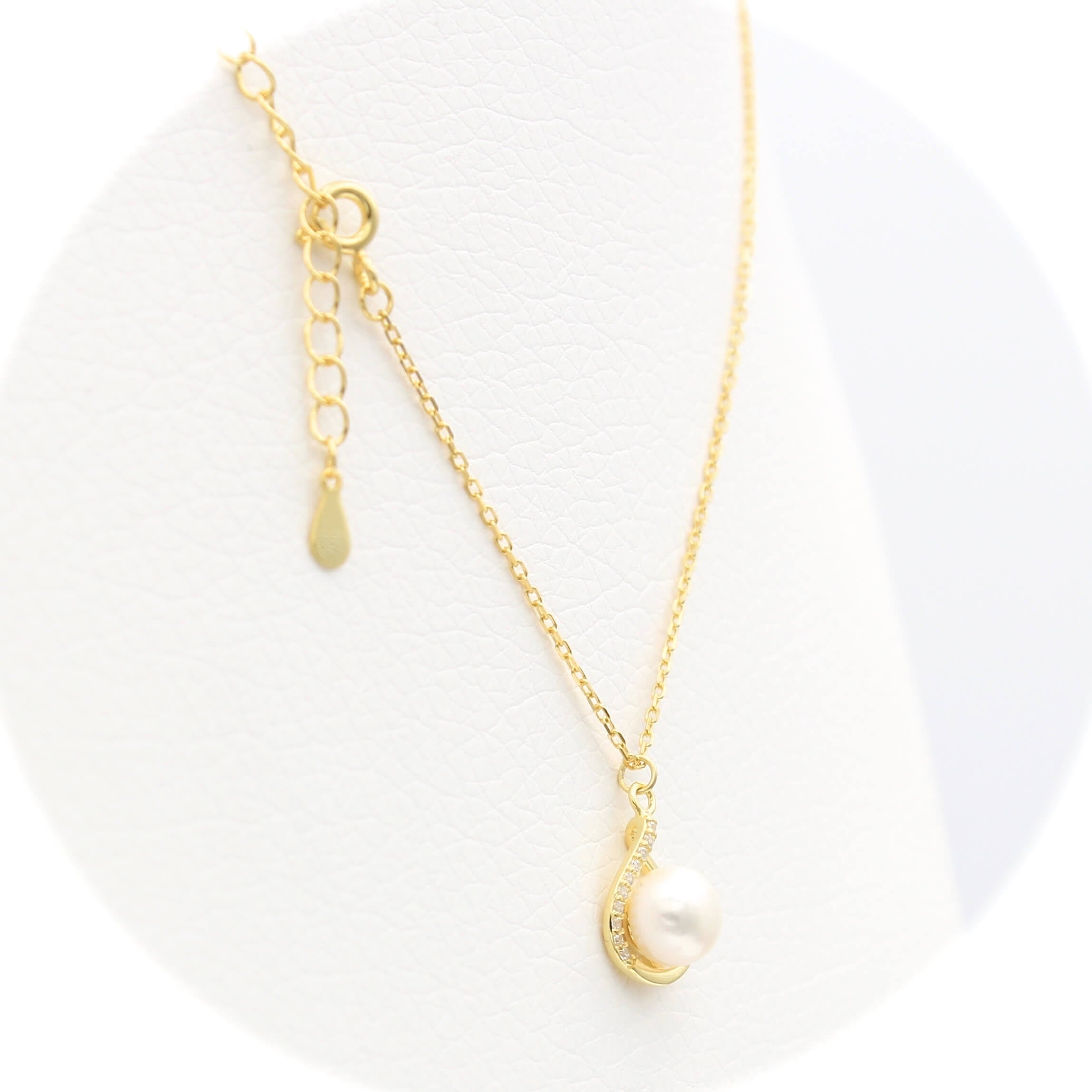 Ασημένιο επίχρυσο κολιέ 925 με μαργαριτάρι και ζιργκόν