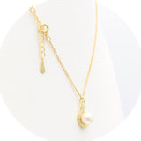 Ασημένιο επίχρυσο κολιέ 925 με μαργαριτάρι και ζιργκόν