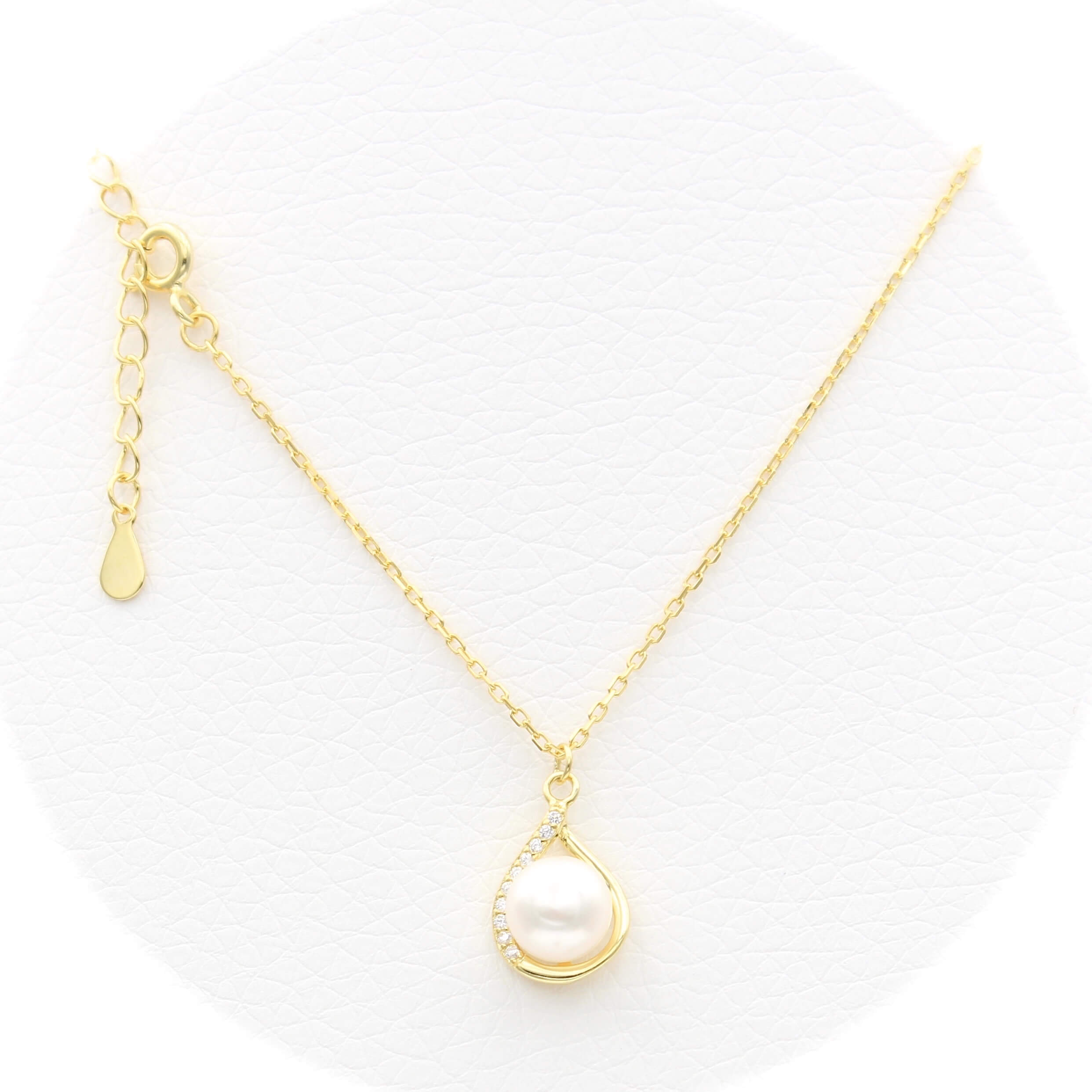 Ασημένιο επίχρυσο κολιέ 925 με μαργαριτάρι και ζιργκόν