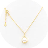 Ασημένιο επίχρυσο κολιέ 925 με μαργαριτάρι και ζιργκόν