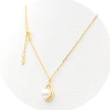 Ασημένιο επίχρυσο κολιέ 925 με μαργαριτάρι και ζιργκόν