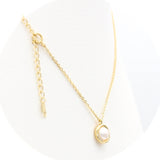 Ασημένιο επιχρυσωμένο κολιέ 925 με μαργαριτάρι και ζιργκόν