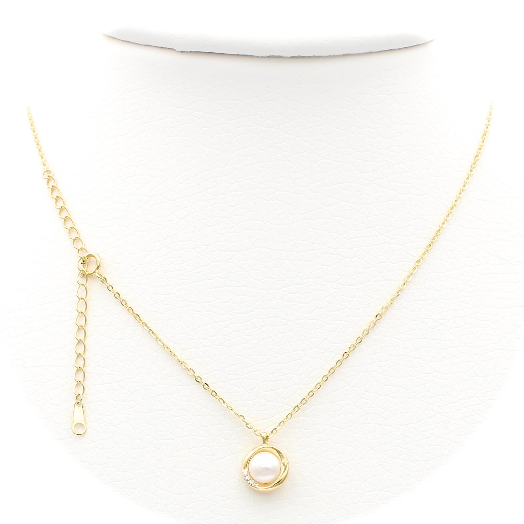 Ασημένιο επιχρυσωμένο κολιέ 925 με μαργαριτάρι και ζιργκόν