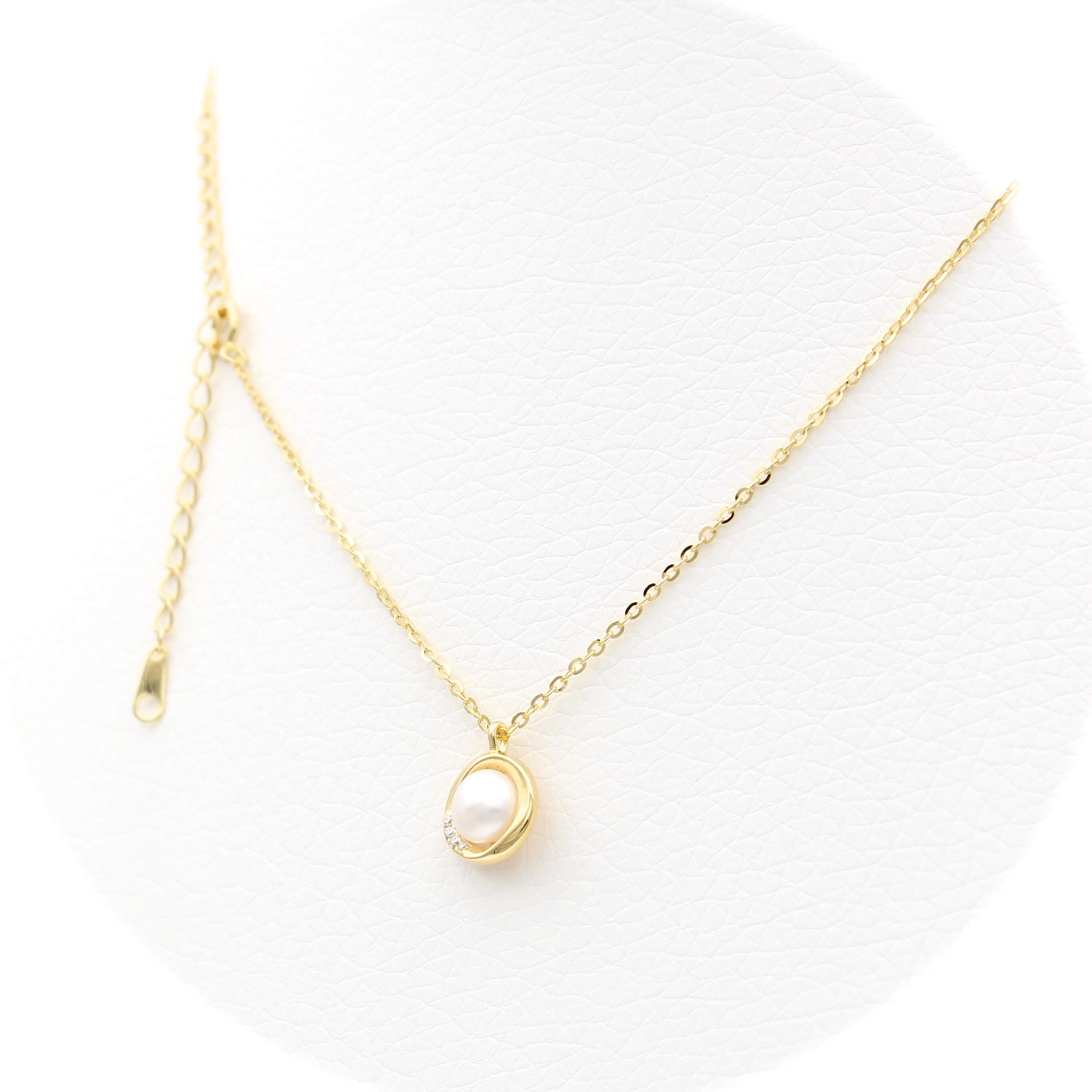 Ασημένιο επιχρυσωμένο κολιέ 925 με μαργαριτάρι και ζιργκόν