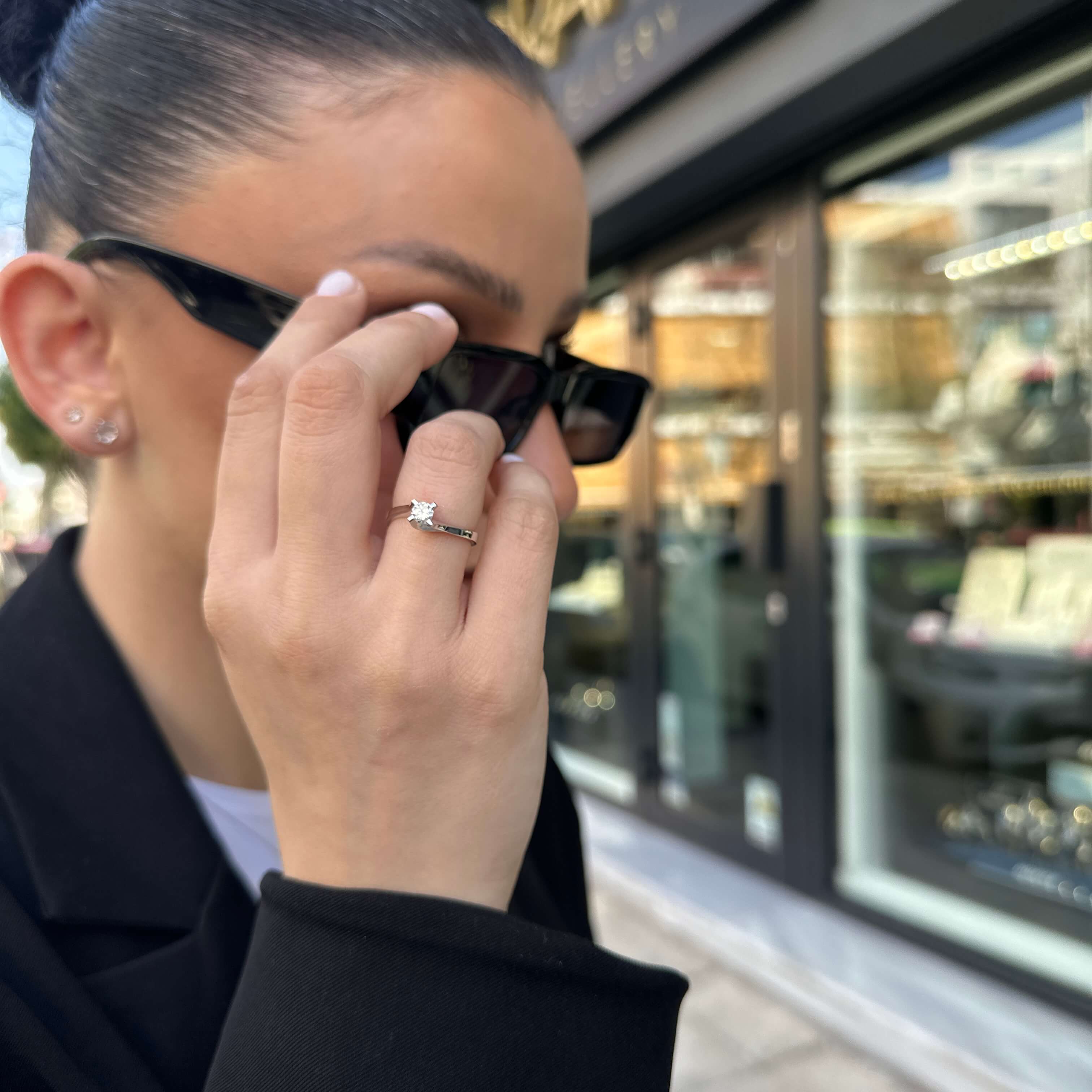 Μονόπετρο δαχτυλίδι λευκόχρυσο με διαμάντι - WDX127