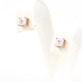 Σκουλαρίκια με καρέ λευκές πέτρες, σε επιχρυσωμένο ασήμι