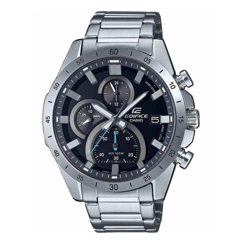 Ανδρικό ρολόι Casio Edifice με μαύρο καντράν και ασημί μπρασελέ