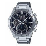 Ανδρικό ρολόι Casio Edifice με μαύρο καντράν και ασημί μπρασελέ