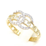 Γυναικείο δίχρωμο δαχτυλίδι με λευκές πέτρες ζιργκόν