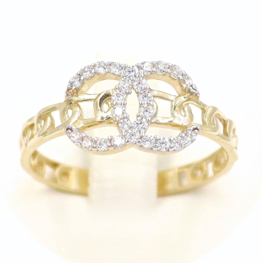 Δαχτυλίδι χρυσό σανέλ, με λευκές πέτρες ζιργκόν