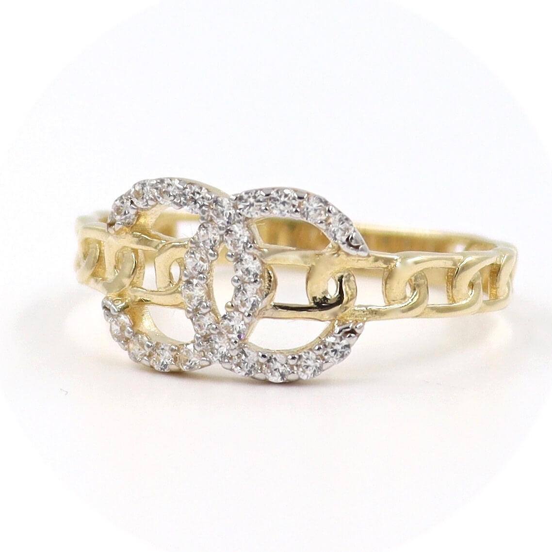 Δαχτυλίδι χρυσό σανέλ, με λευκές πέτρες ζιργκόν