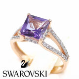 Μονόπετρο δαχτυλίδι Swarovski ροζ χρυσό - GD195