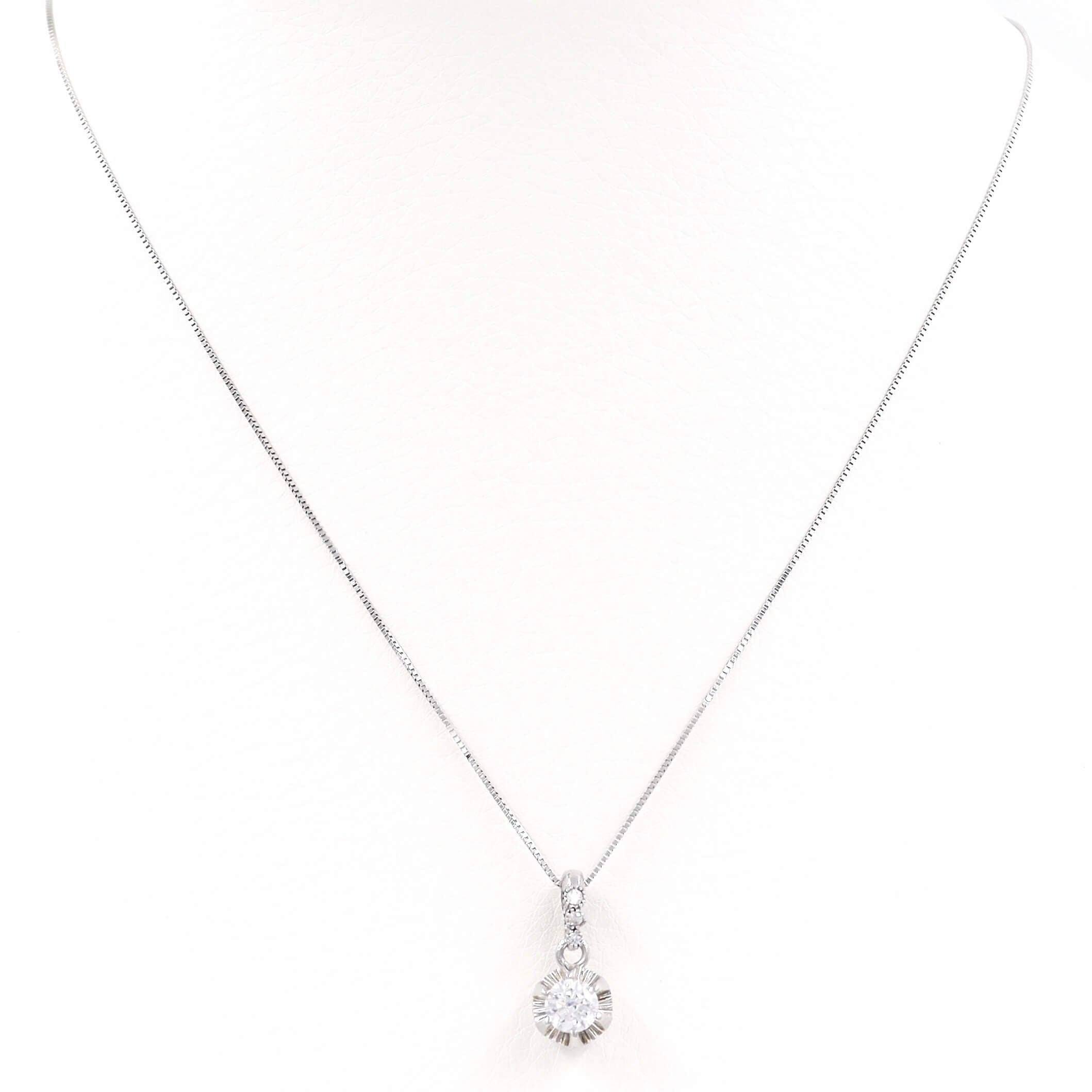 Κολιέ λευκόχρυσο 14 καράτια με λευκά ζιργκόν