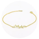 Ασημένιο επιχρυσωμένο βραχιόλι 925 με σχέδιο κλαδί ελιάς