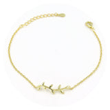 Ασημένιο επιχρυσωμένο βραχιόλι 925 με σχέδιο κλαδί ελιάς