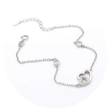 Ασημένιο επιπλατινωμένο βραχιόλι με καρδιές