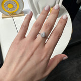 Ασημένιο γυναικείο δαχτυλίδι ροζέτα με λευκή πέτρα σε σχήμα σταγόνας