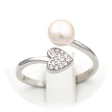 Ασημένιο δαχτυλίδι με καρδιά και μαργαριτάρι