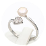 Ασημένιο δαχτυλίδι με καρδιά και μαργαριτάρι