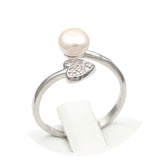 Ασημένιο δαχτυλίδι με καρδιά και μαργαριτάρι