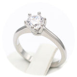 Ασημένιο γυναικείο δαχτυλίδι με λευκή πέτρα