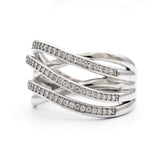 Ασημένιο επιπλατινωμένο γυναικείο δαχτυλίδι με λευκές πέτρες ζιργκόν