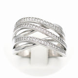 Ασημένιο επιπλατινωμένο γυναικείο δαχτυλίδι με λευκές πέτρες ζιργκόν