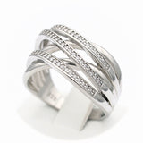 Ασημένιο επιπλατινωμένο γυναικείο δαχτυλίδι με λευκές πέτρες ζιργκόν