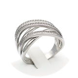 Ασημένιο επιπλατινωμένο γυναικείο δαχτυλίδι με λευκές πέτρες ζιργκόν