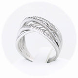 Ασημένιο επιπλατινωμένο γυναικείο δαχτυλίδι με λευκές πέτρες ζιργκόν