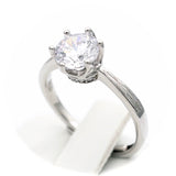 Ασημένιο πολύπετρο δαχτυλίδι με λευκά ζιργκόν