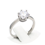 Ασημένιο πολύπετρο δαχτυλίδι με λευκά ζιργκόν