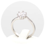 Ασημένιο πολύπετρο επιπλατινωμένο δαχτυλίδι με λευκές πέτρες