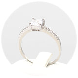 Ασημένιο πολύπετρο δαχτυλίδι με καρέ πέτρα