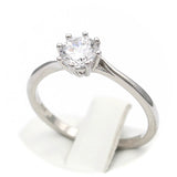 Ασημένιο επιπλατινωμένο δαχτυλίδι με λευκό ζιργκόν