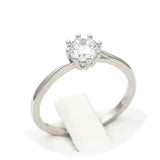 Ασημένιο επιπλατινωμένο δαχτυλίδι με λευκό ζιργκόν