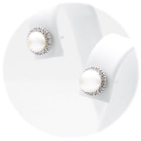 Ασημένια σκουλαρίκια ροζέτες με μαργαριτάρια