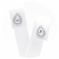 Ασημένια σκουλαρίκια ροζέτες σε σχήμα δάκρυ με λευκές πέτρες