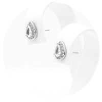 Ασημένια σκουλαρίκια ροζέτες σε σχήμα δάκρυ με λευκές πέτρες
