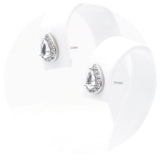 Ασημένια σκουλαρίκια ροζέτες σε σχήμα δάκρυ με λευκές πέτρες