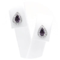 Ασημένια σκουλαρίκια ροζέτες σε σχήμα σταγόνας και μωβ πέτρες